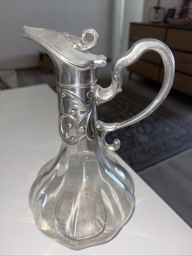 Alte versilberte glas karaffe - alte,