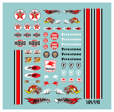 Waterslide Decal 1:43 1:64 Hotwheels Slotcar Racing Texaco USA V8 Muscle Cars