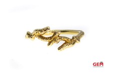 Dyadema Zweig Zweig Band 925 Sterling Silber goldfarben hammergefertigt Ring