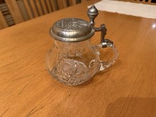 Bierkrug aus Glas Mit Zinndeckel.