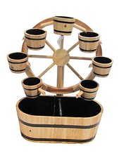 Holz Gartenbrunnen Modell Prater Zirkulations 7-Eimer Garten Brunnen  9,5W Pumpe