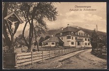 Oberammergau, Fachschule für Holzschnitzerei, Flurkreuz, Ansichtskarte 