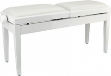 Klavierbank Pianobank Weiß poliert weiß Kunstleder Doppelklavierbank