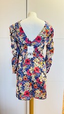 Zara Stretch Kleid Sommerkleid Minikleid Partykleid Puffärmel Blumen M 38 Neu