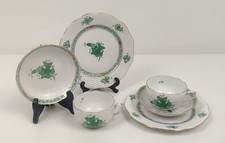 2x feines Herend Porzellan Kaffee Tee Gedeck je 3 tlg. Apponyi Blüte grün Gold