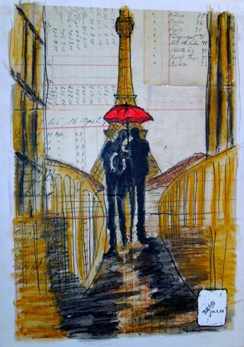 Paris druck mit signatur - paris,