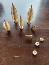 4 Holz Spanbäume Spanbaum 7/8/10/10cm, Rehe (3,4/3cm) Seiffen Erzgebirge 