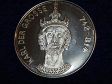 Silbermedaille - Karl der Große - 925 Silber - Polierte Platte