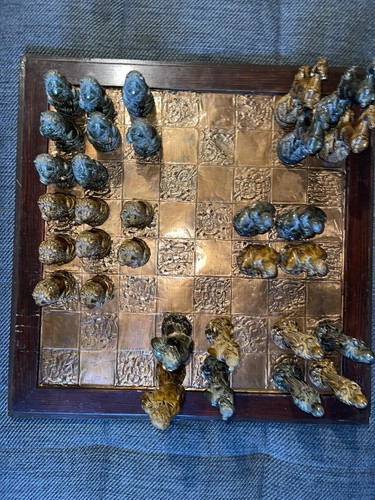 Vintage schachspiel figuren - vintage,