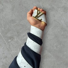 Louis Vuitton Gürtel Unisex 110cm Goldene Schnalle Weiß Top Zustand