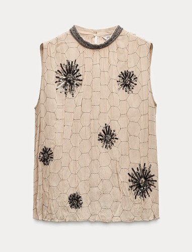 Zara bluse creme nude - zara,