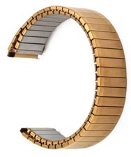 Flex-Band Zugband Edelstahl IP gold gerader Anstoss - 18 mm  Uhrband