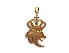 Original Bahnmüller Edelstahl Löwenkopf Anhänger 61 x 35mm in Gold (1529)