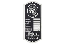 Typenschild für Meister