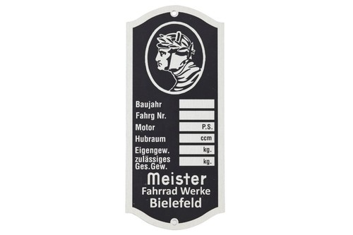 Typenschild für meister - für,
