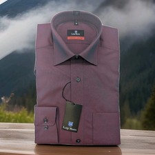 Langarm Hemd LUIGI MORINI Gr. XXL/45 burgundy weinrot Regular Fit bügelfrei