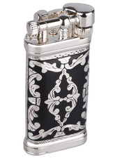 Sillems ITT Old Boy Lea Schwarz einseitig  925 Sterling-Silber Pfeifen Feuerzeug