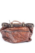 VERA PELLE Henkeltasche Groß Damen Tasche hellorange-braun-schwarz Casual-Look