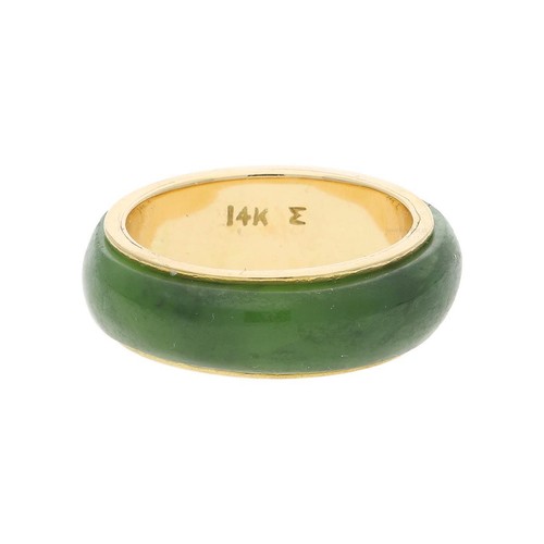 Ring gold 585 jade - gold, hand
