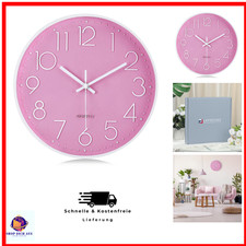 Lautlose 3D-Ziffern Wanduhr | Rosa Deko | 30 cm