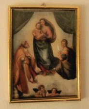 schöner Kunstdruck Raffael Die Sixtinische Madonna mit Engel, mit Glas im Rahmen