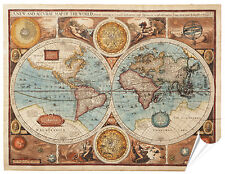 Aufkleber alte Weltkarte Old Map auf MATT WEISS Klebefolie Permanent