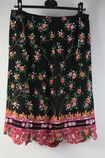 Q34T08- Vintage Damen Rock mit Paillettenstickerei 100% Seide