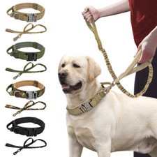 Taktisches Hundehalsband und Leine Verstellbar Halsband Gepolstert mit Griff XL