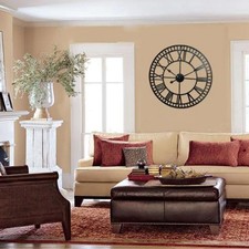 Runde Wanduhr Römische Ziffern Eisen Wohnzimmer dekorative Wanduhr 40cm Schwarz