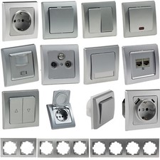 DELPHI silber Steckdosen Serie Steckdose USB-C Antene Sat Taster Schalter Dimmer