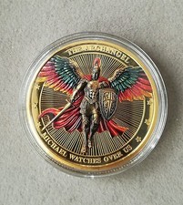 Medaille Erzengel Michael Engel Sankt Heiliger Schutz Glücksbringer Gold Münze