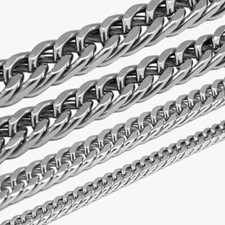 Edelstahl Panzerkette / Armband  Herrenkette Halskette Kette Silber Schwarz Gold