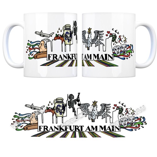 Kaffeebecher mit wimmelgrafik - kaffeebecher,