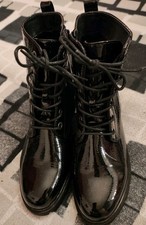 Damen Stiefeletten Lack Schwarz Gr.39