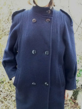 blauer langer Mantel Gr. 42 / 44 / L Wollmantel, Stoffmantel Vintage, Retro Styl