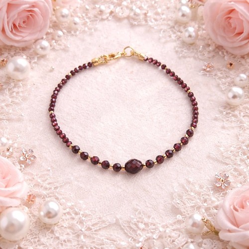 Granat armband facettierte - –,