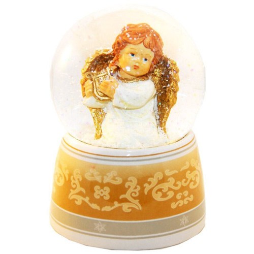 Schneekugel engel beige - engel, beige/weiß