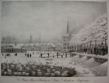 HAMBURG `BINNENALSTER IM WINTER´ LITHOGRAPHIE, PETER SUHR, HAMBURGENSIEN, ~1832