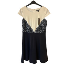 Esprit Kleid Damen Dress Damenkleid Gr. 40 Weiß Spitze Kontrast Neu Hochwertig