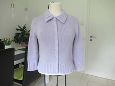 Alba Moda Kurze Strickjacke Cardigan mit Kragen 3/4 Arm Grobstrick S M Flieder