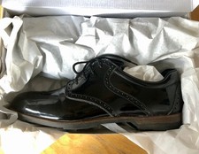 Lackschuhe, Leder, schwarz, Budapester-Style, 'Walter Genuin', Größe (41) 42
