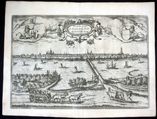 ca. 1575 Kampen Braun Hogenberg map Plan gravure engraving Kupferstich