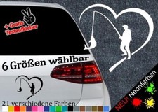 Herz Angeln Aufkleber -6 Größen 21 Farben- Köder Petri Heil Angelschein Fisch