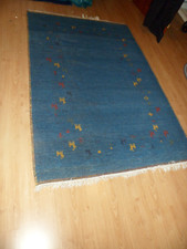 Indischer Indo Gabeh Teppich Blau, Mehrfarbig