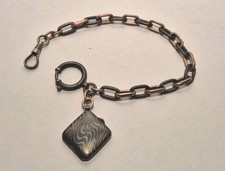 TULA Silber Taschenuhrenkette 800 Niello Silber Medaillon SILVER