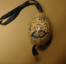 Großes altes sorbisches Osterei Gänseei / Böhmen / Tschechoslowakei Handarbeit