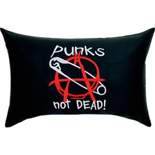 Punks Not Dead Kissen 40x60cm, Anarchie, Punkrock, Geschenk, Rockabilly, schwarz
