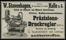 Werbung Reklame 1904 Präzisions-Druckregler Kellereimaschinen Stavenhagen Halle