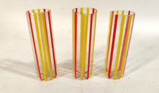 Lauscha Vase Thüringen Puppenstube 3 Stück Glaskunst Fadenglas rot-gelb