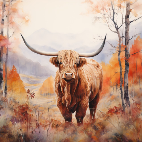 Deko bild highland kuh herbst - deko,